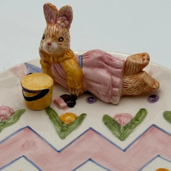 Vintage Fitz And Floyd Girl Bunny Platter - Picture 8 of 16